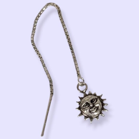 V. Smiling Sun Box Chain Threader Earring (Single) - Picture 2 of 5